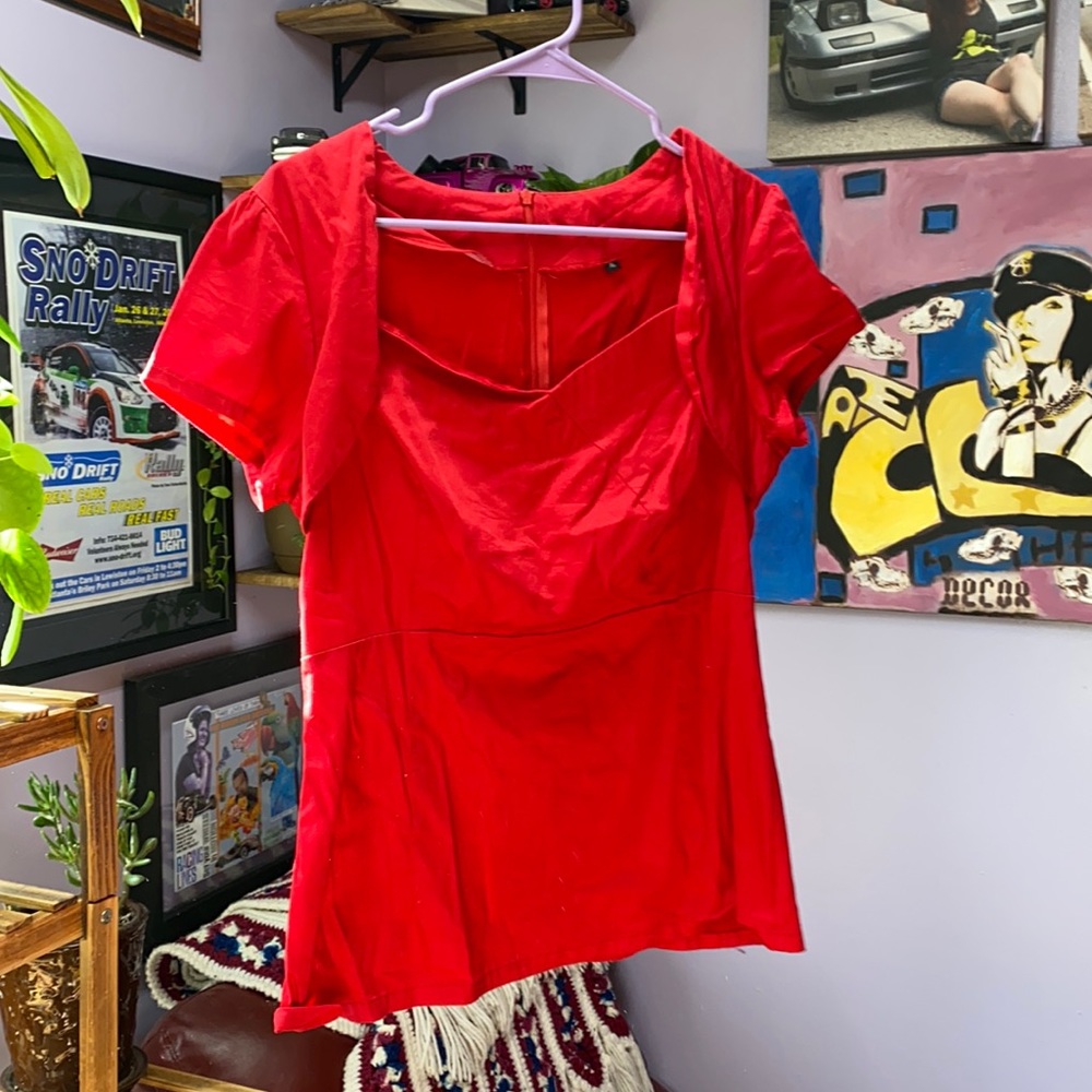 Red blouse with zip up back size XL